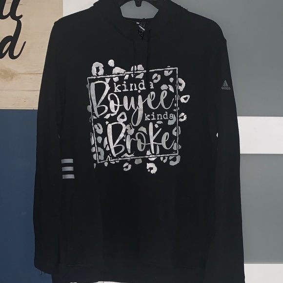 Adidas Sweaters - Adidas Black Hoodie with silver Graphic